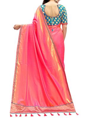 peach silk bordered saree with blouse - 14854031 - Standard Image - 2