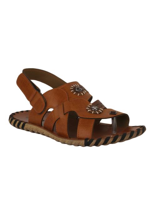 brown leatherette back strap sandal - 14854712 - Standard Image - 1