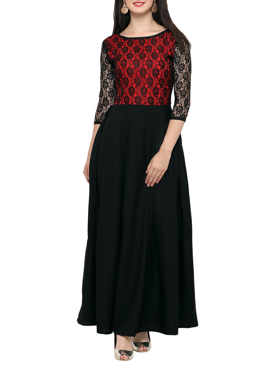 laced panel pleated maxi dress - 14858071 - Zoom Image - 1