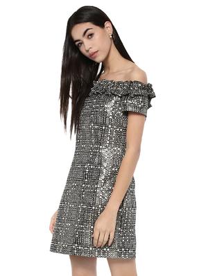 grey off shoulder dress - 14861995 - Standard Image - 3
