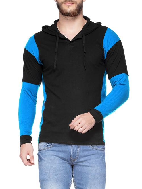 black cotton color block t-shirt - 14862058 - Standard Image - 1