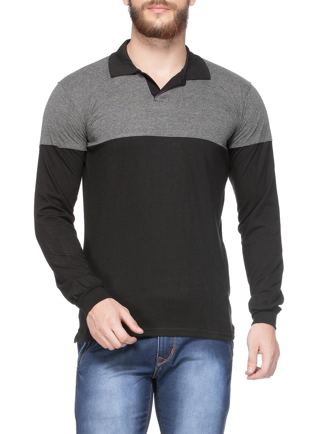 black cotton color block t-shirt - 14862082 - Zoom Image - 1