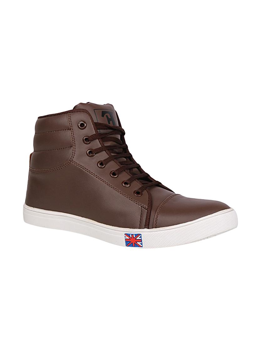 brown leatherette lace up sneaker - 14862227 - Zoom Image - 1