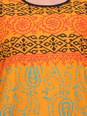 mustard cotton straight kurta - 14863384 - Standard Image - 4