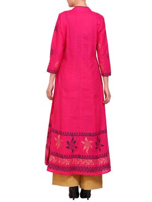 pink cotton flared kurta - 14863389 - Standard Image - 3