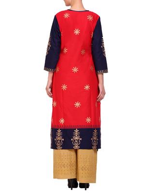 rerdcolored cotton straight kurta - 14863415 - Standard Image - 3