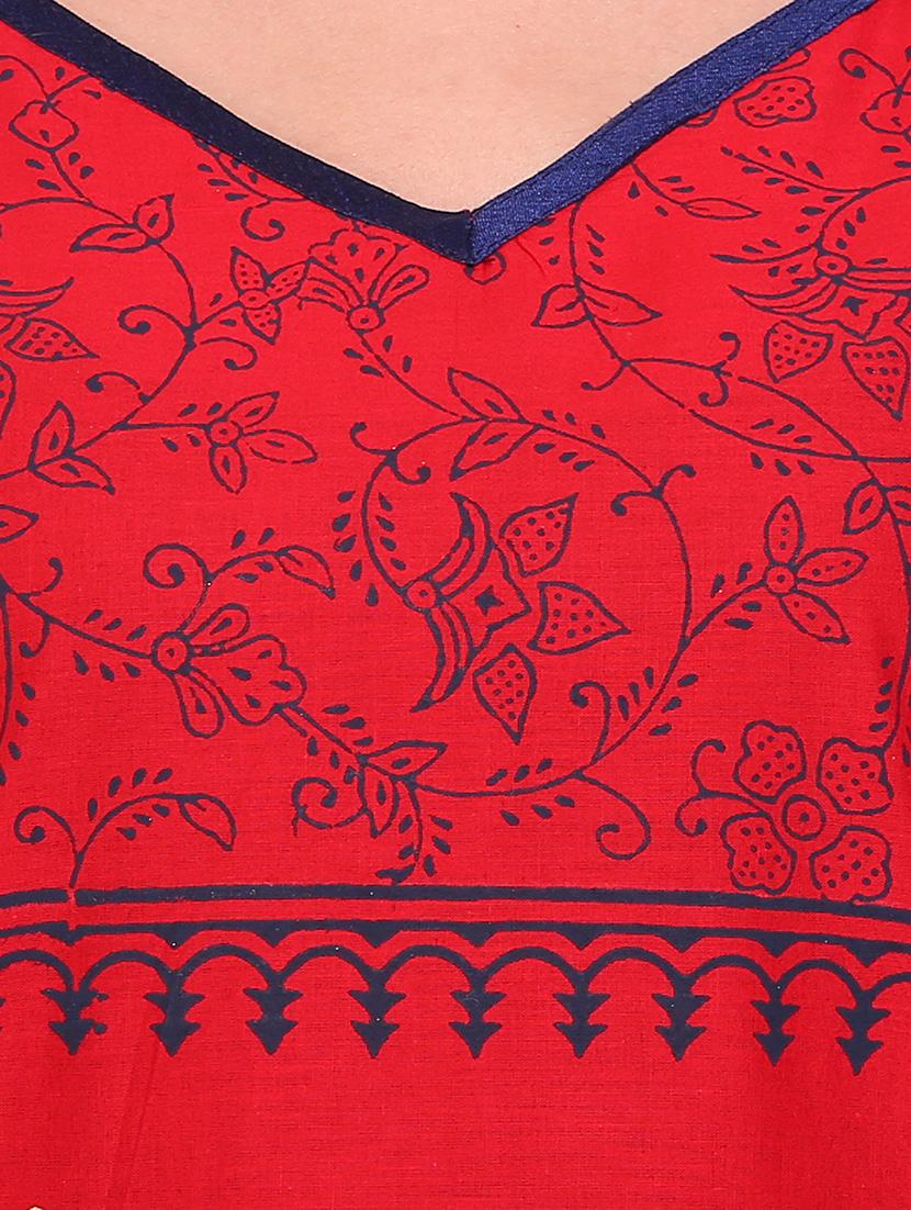 rerdcolored cotton straight kurta - 14863415 - Zoom Image - 4