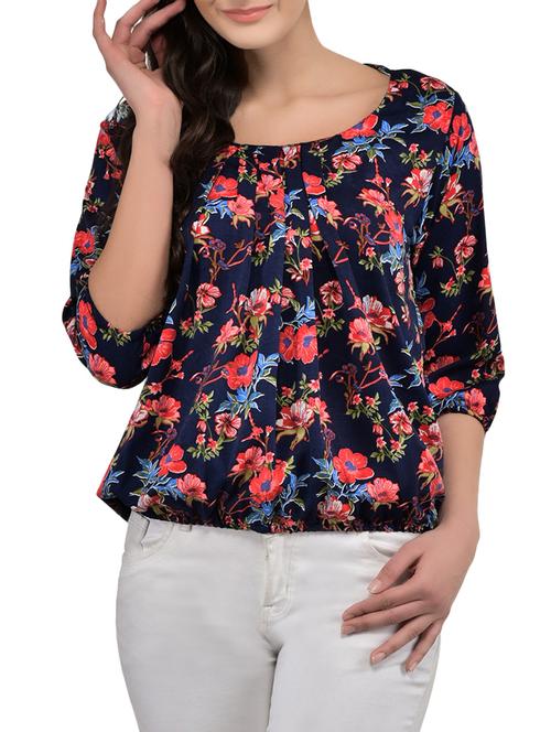blue florals blouson top - 14864281 - Standard Image - 1