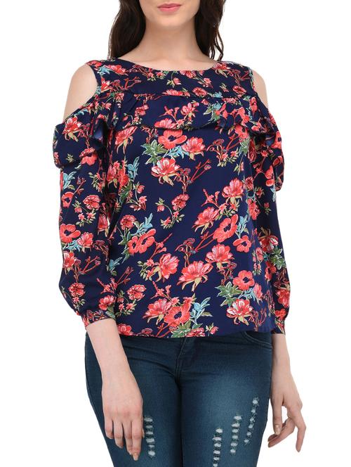 blue floral ruffled top - 14864293 - Standard Image - 1