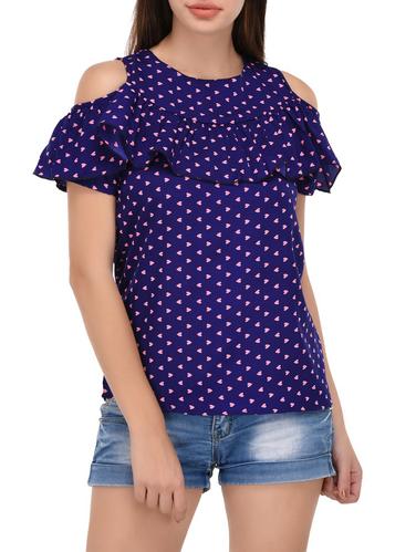 navy blue ruffled top - 14864297 - Very Small Image - 1