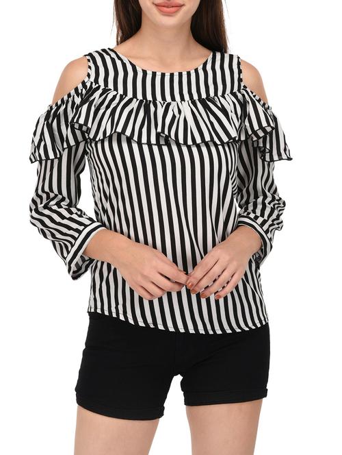 black striped ruffled top - 14864299 - Very Small Image - 1