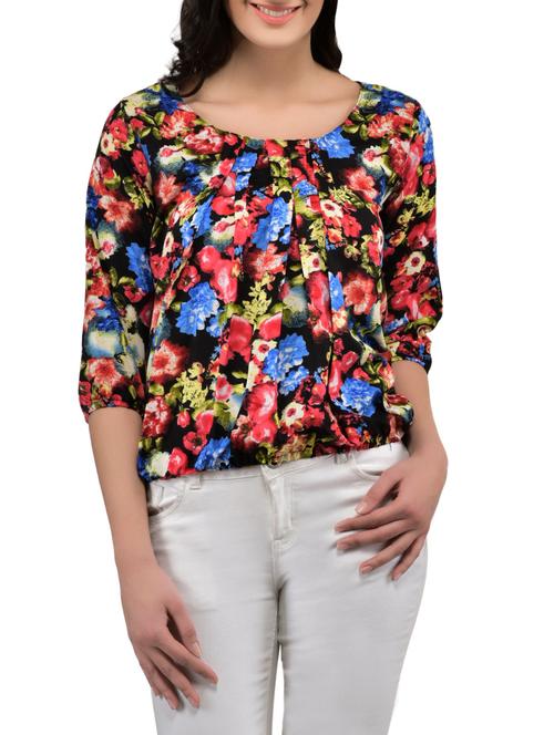 red floral blouson top - 14864309 - Very Small Image - 1