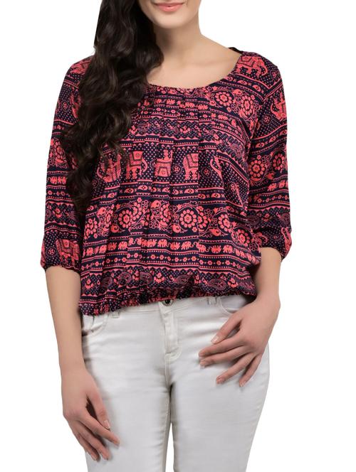 red printed blouson top - 14864311 - Standard Image - 1
