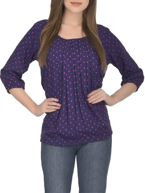 purple printed poly crepe top - 14864312 - Standard Image - 1
