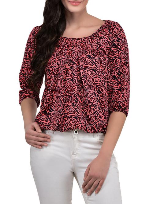 red printed blouson top - 14864315 - Very Small Image - 1