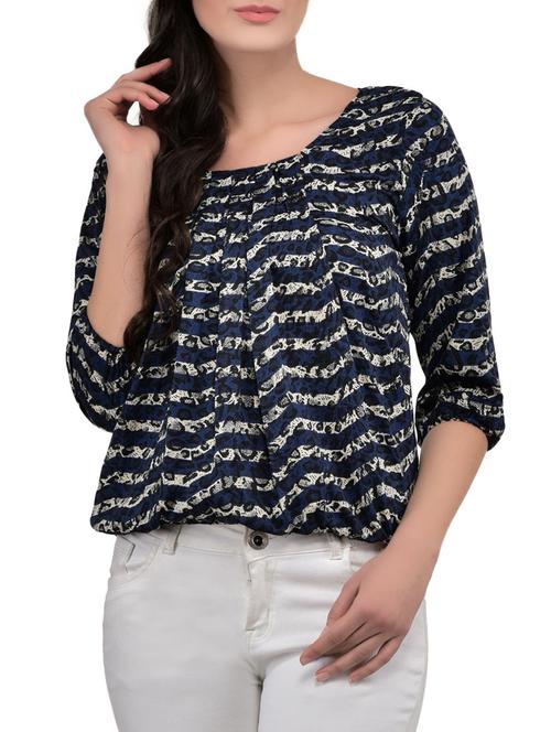 blue printed blouson top - 14864317 - Standard Image - 1