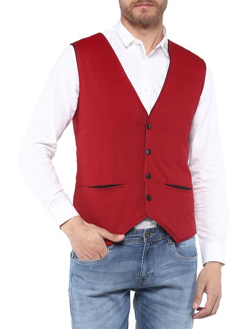red cotton waist coat - 14864379 - Standard Image - 1