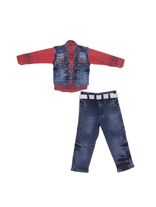 red cotton blend twin set - 14864394 - Very Small Image - 1