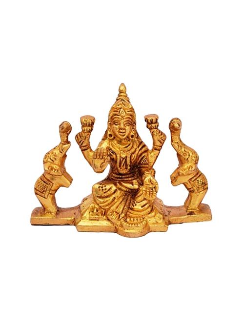 Decorative Brass Gaj Laxmi Sitting On Table With Two Elephant Handicrafts Product - 14865972 - Standard Image - 1