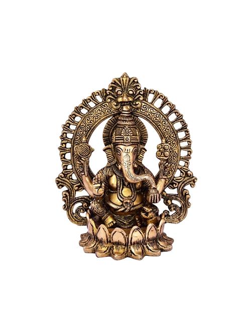 Brass Statue Of Ganesha Sitting On Lotus Handicrafts Product - 14866242 - Very Small Image - 1