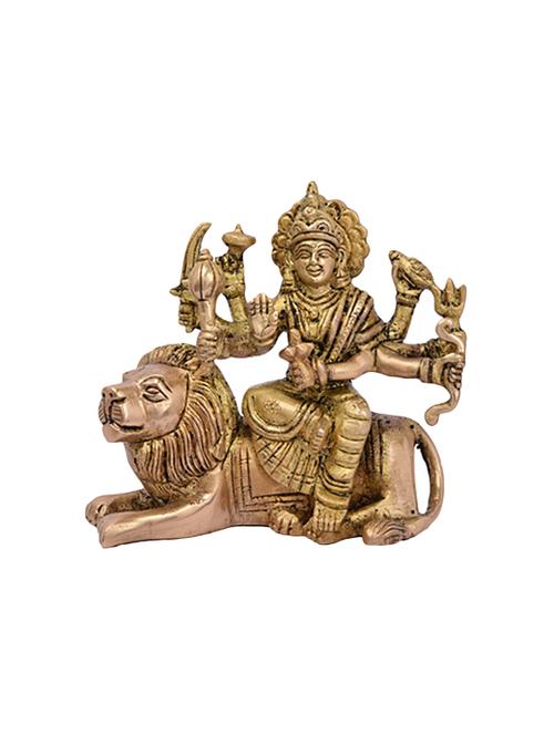 Brass Medium Size Goddess Statue Of Sitting Ambe Maa Handicrafts Product - 14866280 - Standard Image - 1