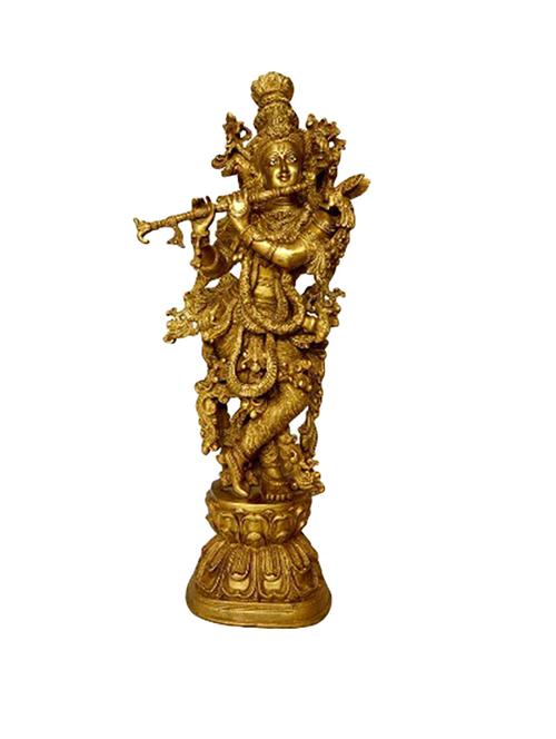 Brass Beautiful Statue Of God Krishna Handicrafts Product - 14866425 - Very Small Image - 1