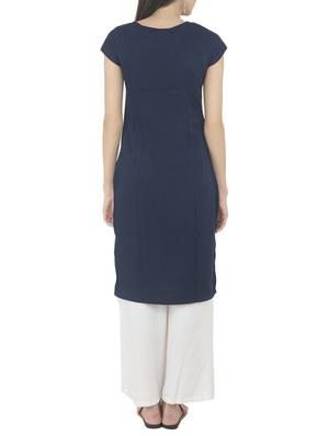 blue crepe straight kurta - 14867621 - Standard Image - 3