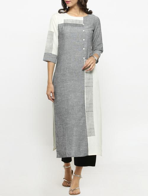 melange stripes printed kurta - 14868382 - Standard Image - 1