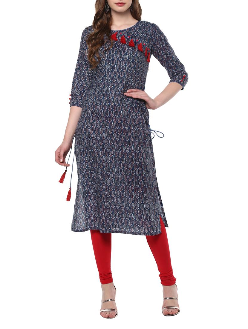 straight kurta with tassels - 14868464 - Zoom Image - 1