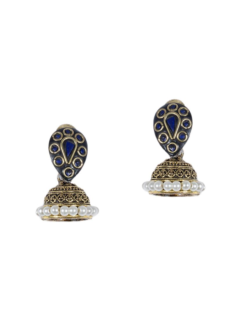 blue brass jhumka earrings - 14868472 - Zoom Image - 1