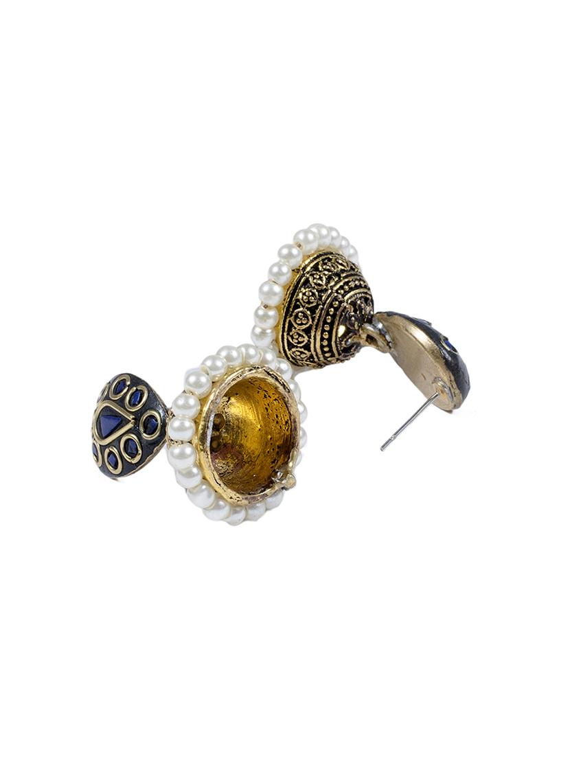 blue brass jhumka earrings - 14868472 - Zoom Image - 3