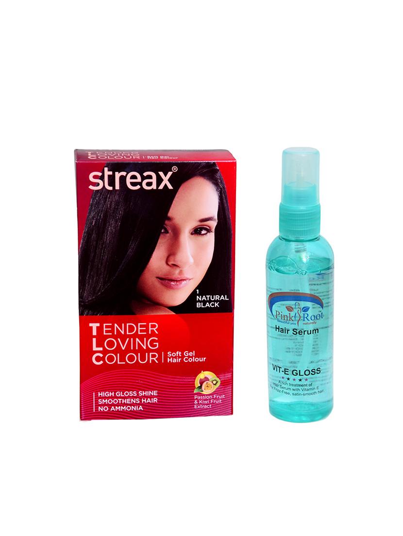 Pink Root Hair Serum, Streax TLC NO. 1 Natural Black (Colourant 50g) Pack of 2 - 14869232 - Zoom Image - 1