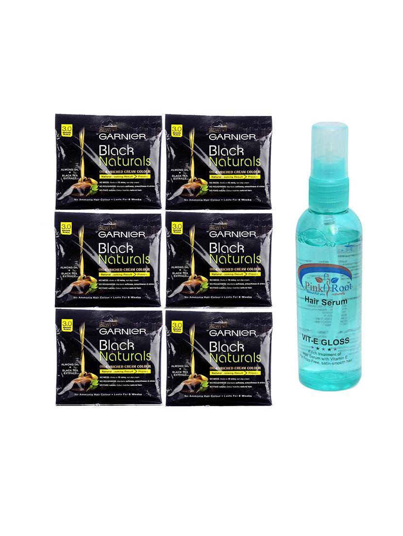 garnier black naturals 3.0 brown black 6 pcs and 1 pc pink root hair serum pack of 7 - 14869252 - Zoom Image - 1