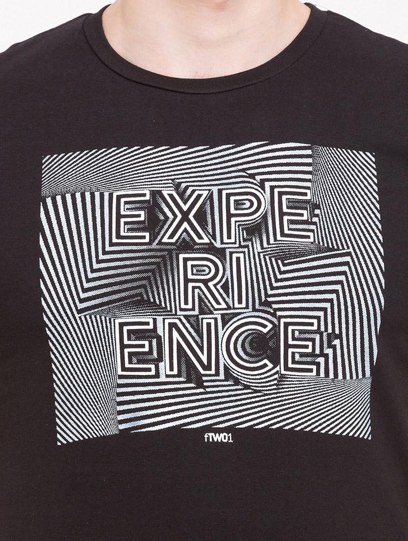 black cotton chest print tshirt - 14869458 - Zoom Image - 4