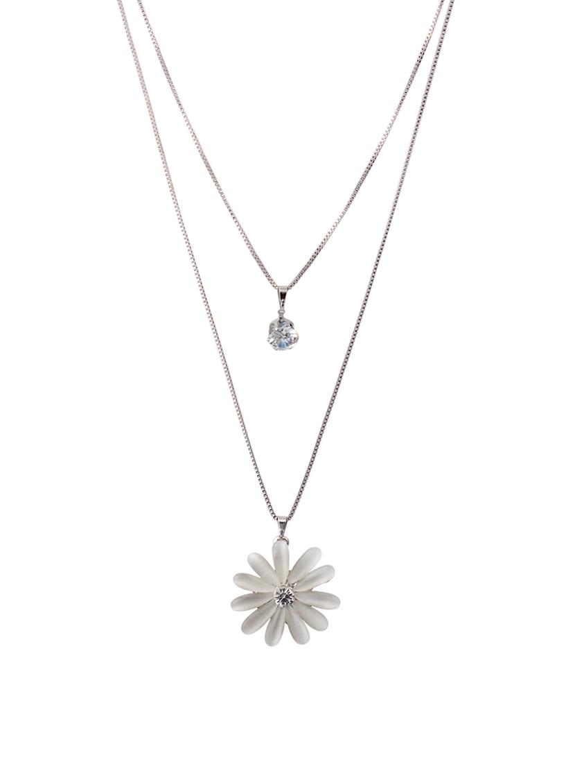 silver metal long necklace - 14870173 - Zoom Image - 1