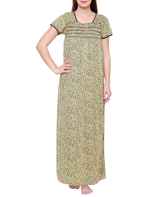 yellow hosiery nightwear gown - 14870713 - Standard Image - 1