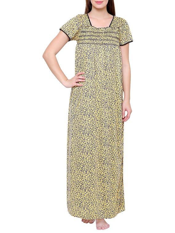 yellow hosiery nightwear gown - 14870713 - Zoom Image - 1