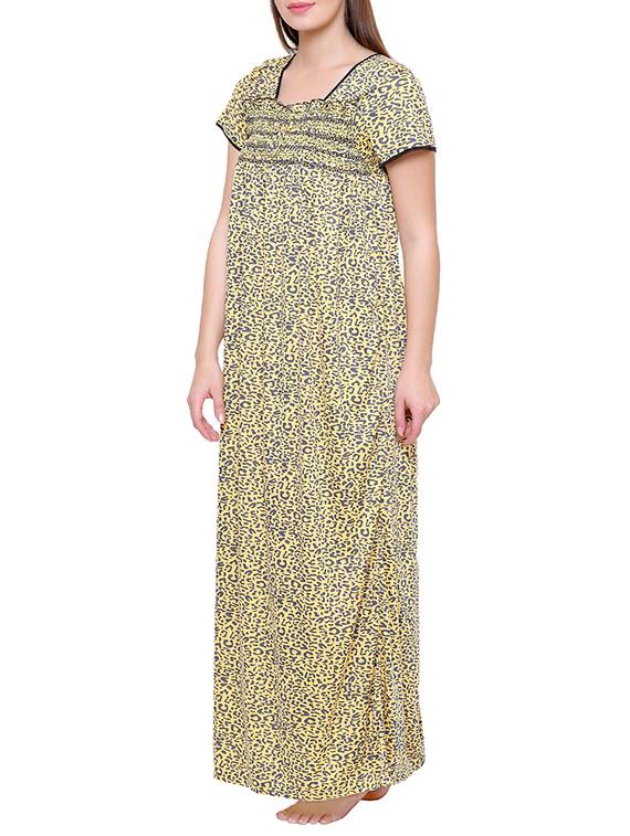 yellow hosiery nightwear gown - 14870713 - Zoom Image - 2