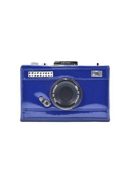 Coral Tree blue camera inspired leatherette box clutch - 14870949 - Very Small Image - 1