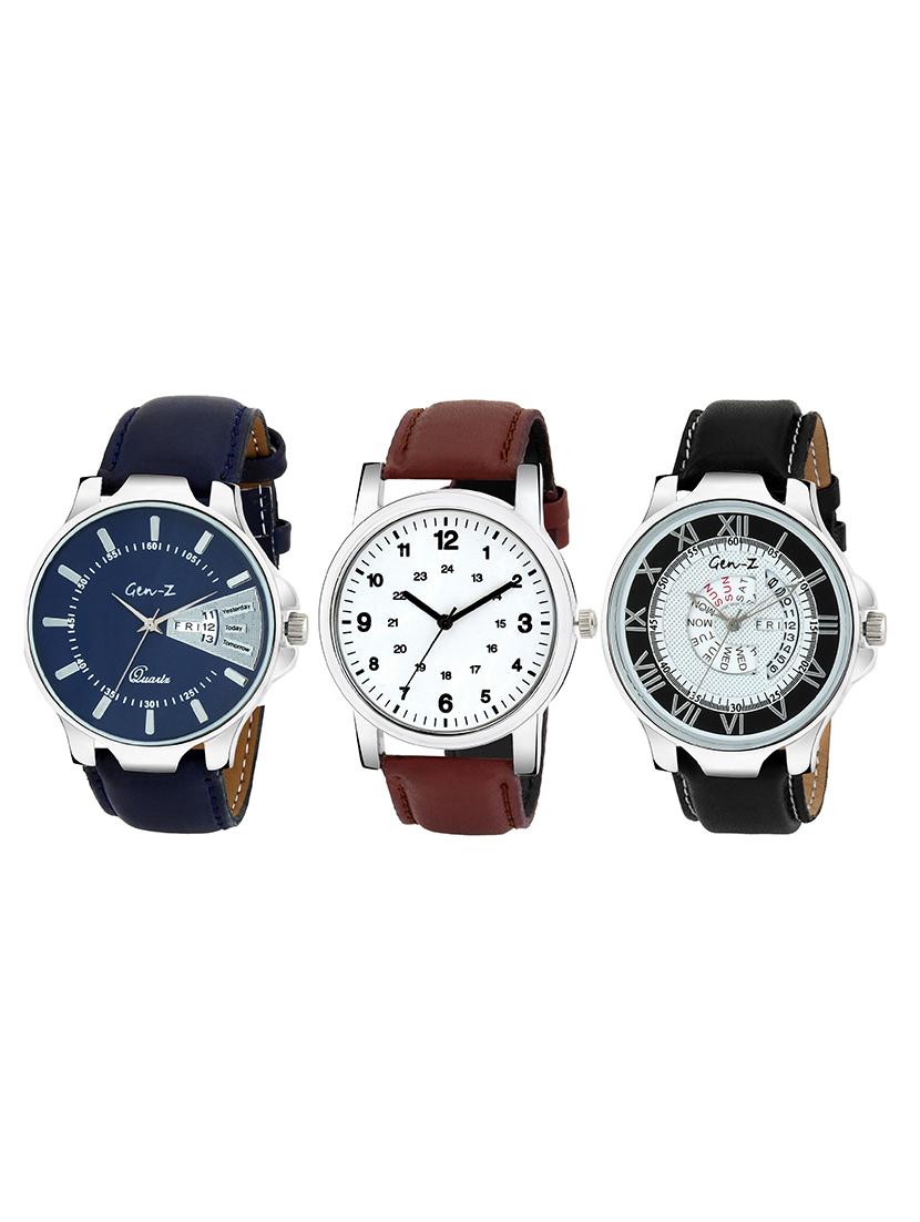Gen-Z combo of 3 Brown Black and Blue watches - 14871527 - Zoom Image - 1