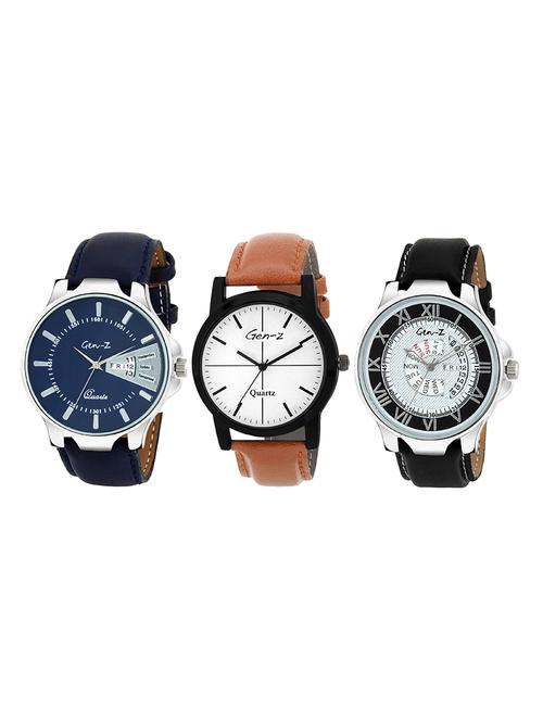 Gen-Z combo of 3 Black minimalist and Blue watches - 14871530 - Standard Image - 1