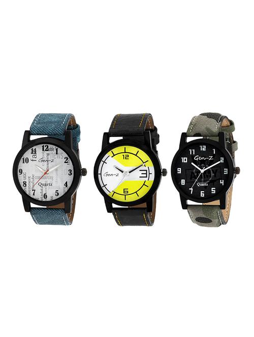 Gen-Z combo of 3 Social yellow army watches - 14871534 - Standard Image - 1