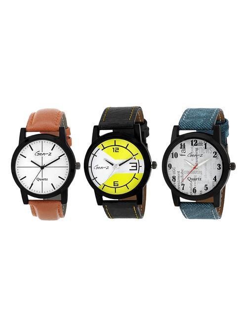Gen-Z combo of 3 Minimalist Yellow and Social watches - 14871537 - Standard Image - 1