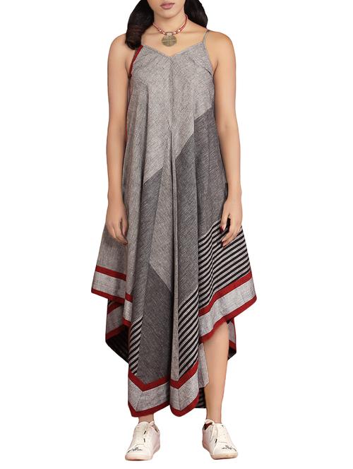 grey cotton asymmetric dress - 14871689 - Very Small Image - 1