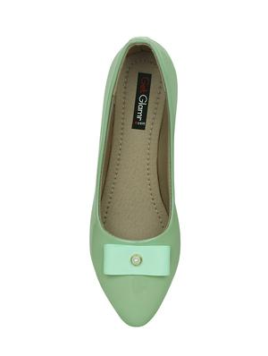green faux leather slip on ballerina - 14871873 - Standard Image - 3