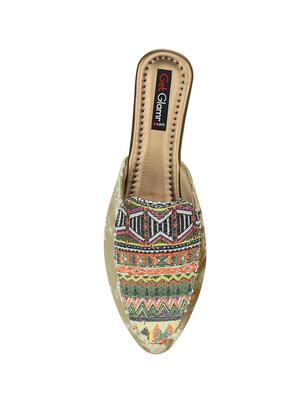gold faux leather mules sandals - 14871924 - Standard Image - 3