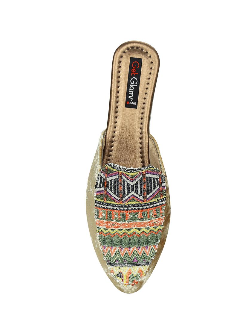 gold faux leather mules sandals - 14871924 - Zoom Image - 3