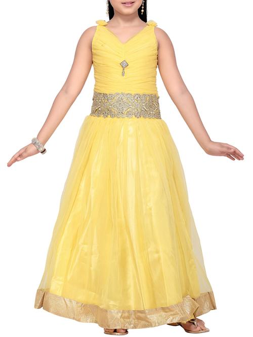 yellow net party gown - 14873211 - Standard Image - 1