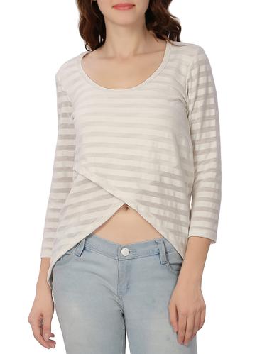 Cross over hem striped top - 14874863 - Very Small Image - 1