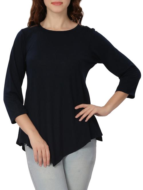 Navy blue solid asymmetric top - 14874864 - Standard Image - 1